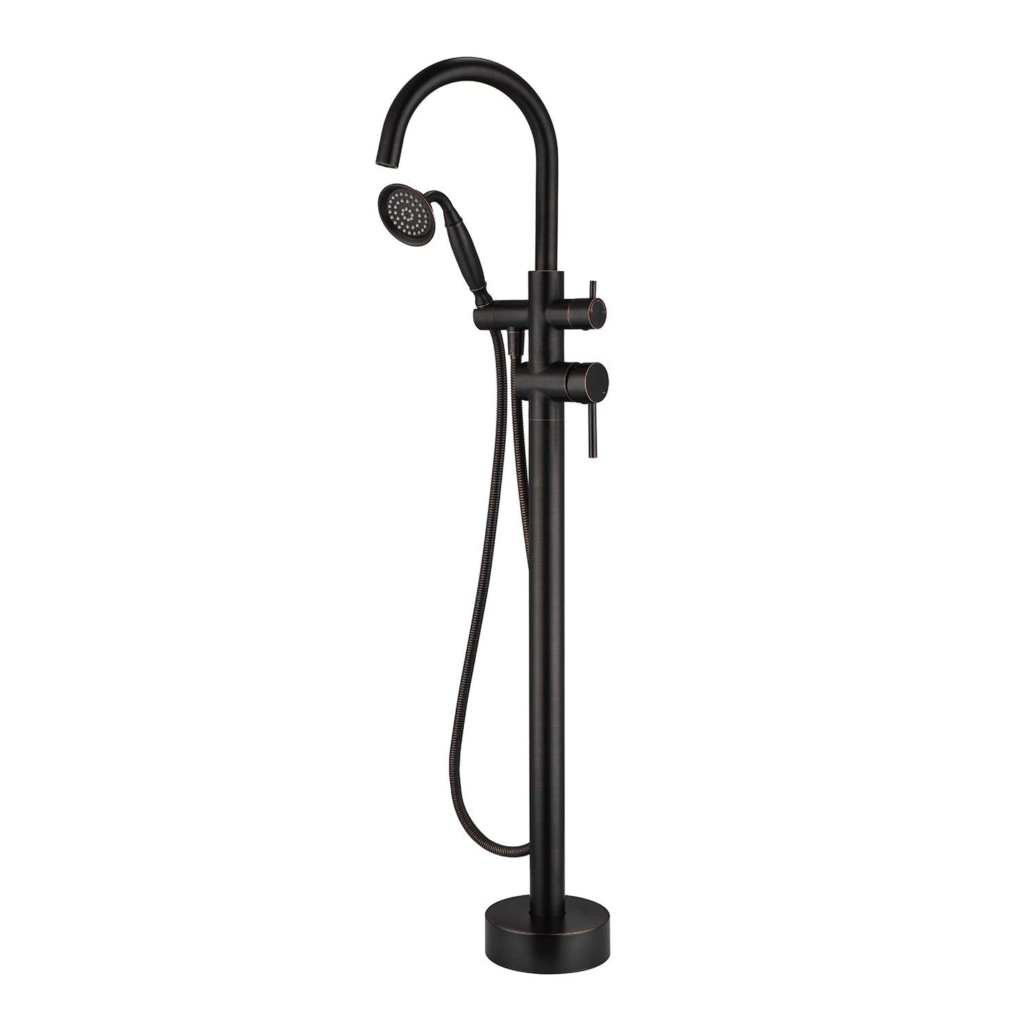 Tub Filler Freestanding Bathtub Faucet Brushed Gold Floor Mounted Brass Bathroom Tub Faucets with Hand Shower