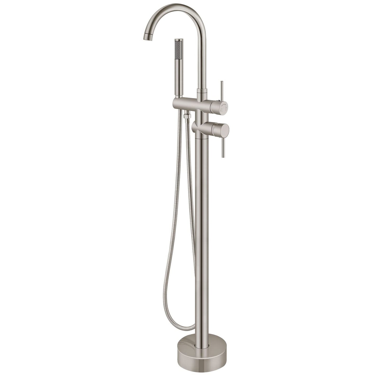 Aolemi Floor Mount Bathtub Faucet Freestanding Tub Filler Standing High Flow Shower Faucets Shower Mixer Taps, Swivel Gooseneck Spout with Cylinder Handheld Polish Chrome