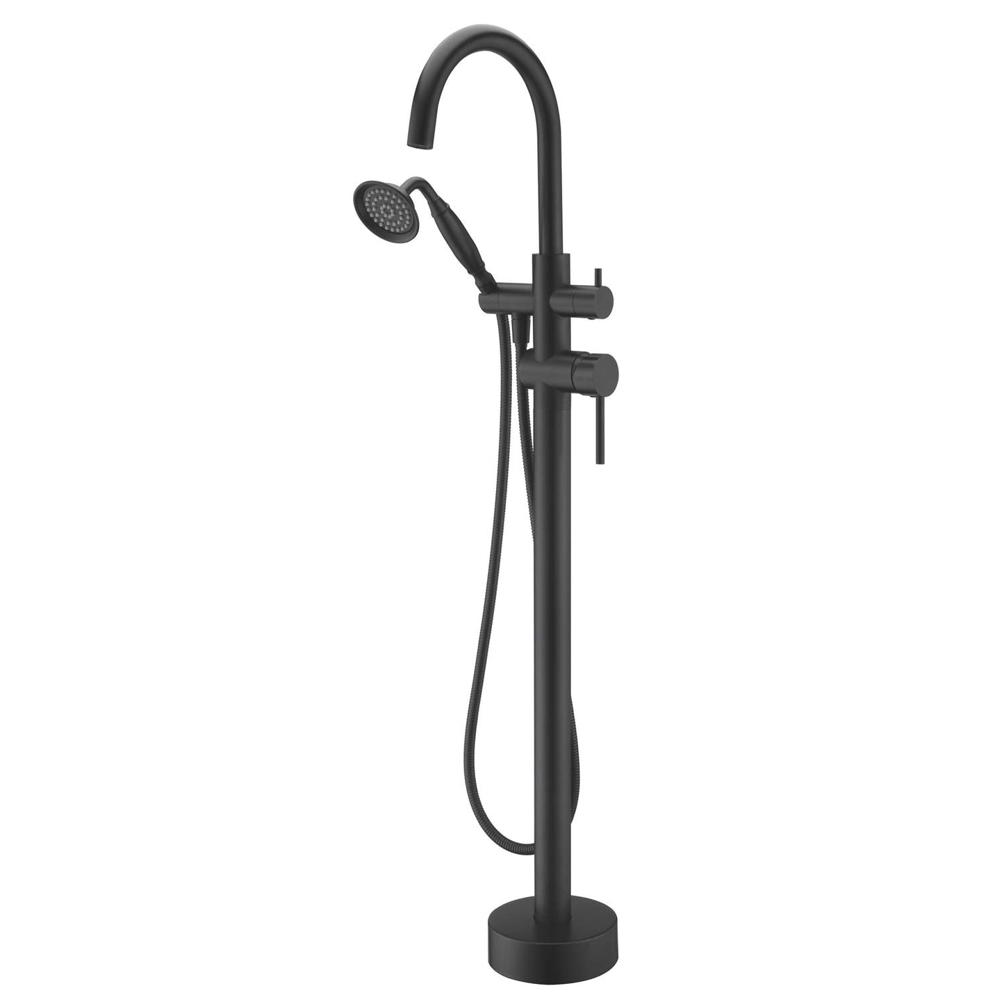 Tub Filler Freestanding Bathtub Faucet Brushed Gold Floor Mounted Brass Bathroom Tub Faucets with Hand Shower