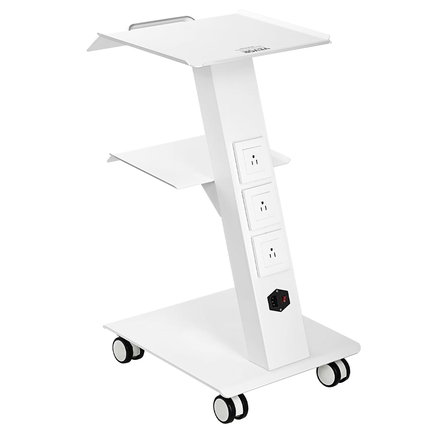 VEVOR Medical Mobile Trolley With Wheels 29.5"-41.3" Height Adjustable Stainless Steel Dental Cart Rolling Desktop Lab With 16.5" 15.7" Large Tabletop