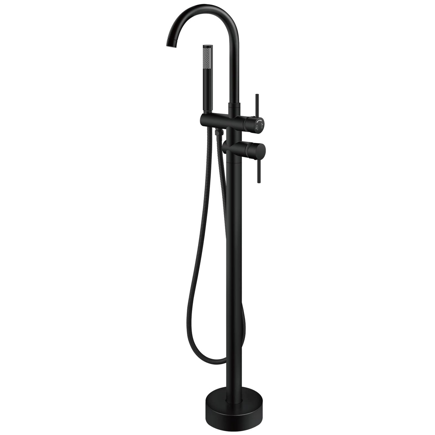 Aolemi Floor Mount Bathtub Faucet Freestanding Tub Filler Standing High Flow Shower Faucets Shower Mixer Taps, Swivel Gooseneck Spout with Cylinder Handheld Polish Chrome