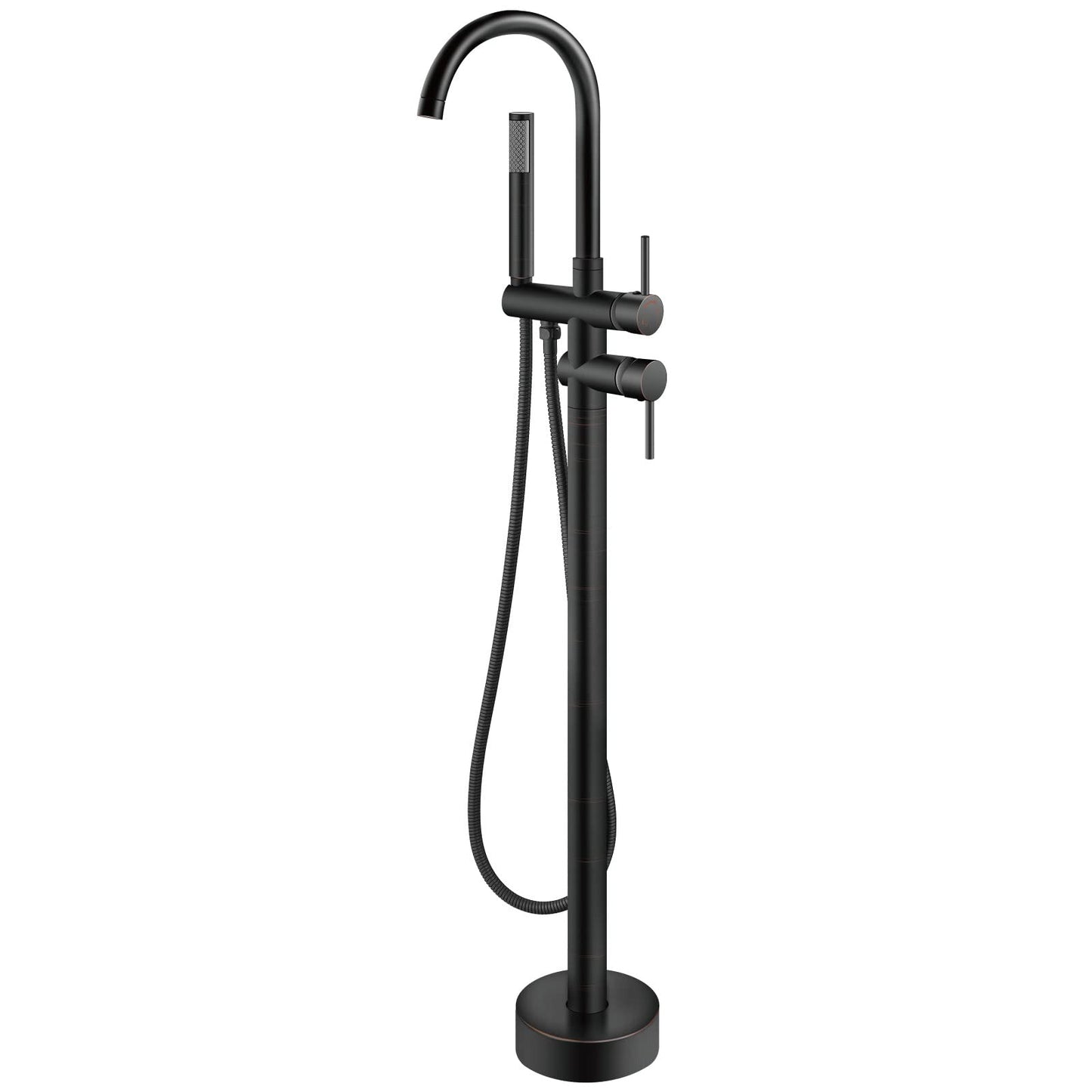 Aolemi Floor Mount Bathtub Faucet Freestanding Tub Filler Standing High Flow Shower Faucets Shower Mixer Taps, Swivel Gooseneck Spout with Cylinder Handheld Polish Chrome