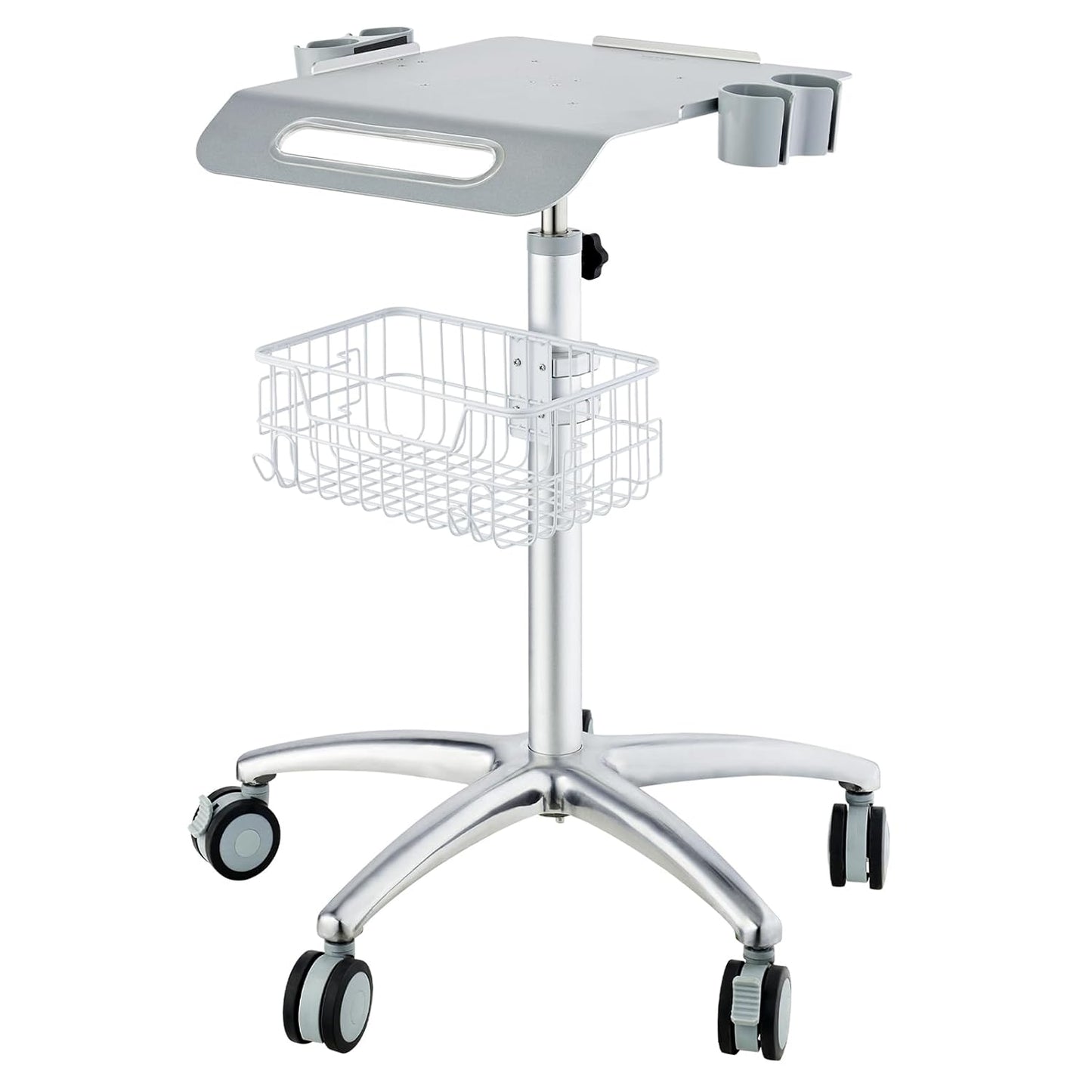 VEVOR Medical Mobile Trolley With Wheels 29.5"-41.3" Height Adjustable Stainless Steel Dental Cart Rolling Desktop Lab With 16.5" 15.7" Large Tabletop