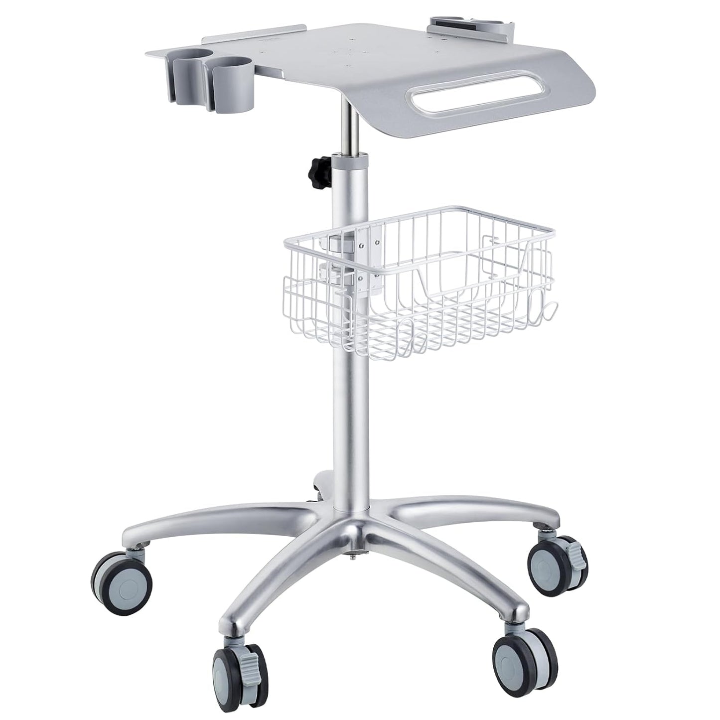 VEVOR Medical Mobile Trolley With Wheels 29.5"-41.3" Height Adjustable Stainless Steel Dental Cart Rolling Desktop Lab With 16.5" 15.7" Large Tabletop