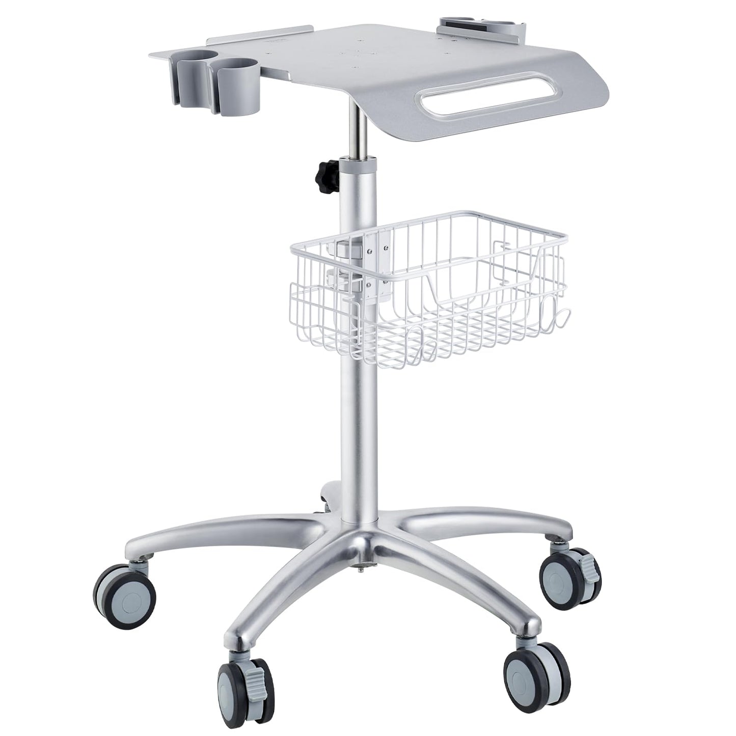 VEVOR Medical Mobile Trolley With Wheels 29.5"-41.3" Height Adjustable Stainless Steel Dental Cart Rolling Desktop Lab With 16.5" 15.7" Large Tabletop