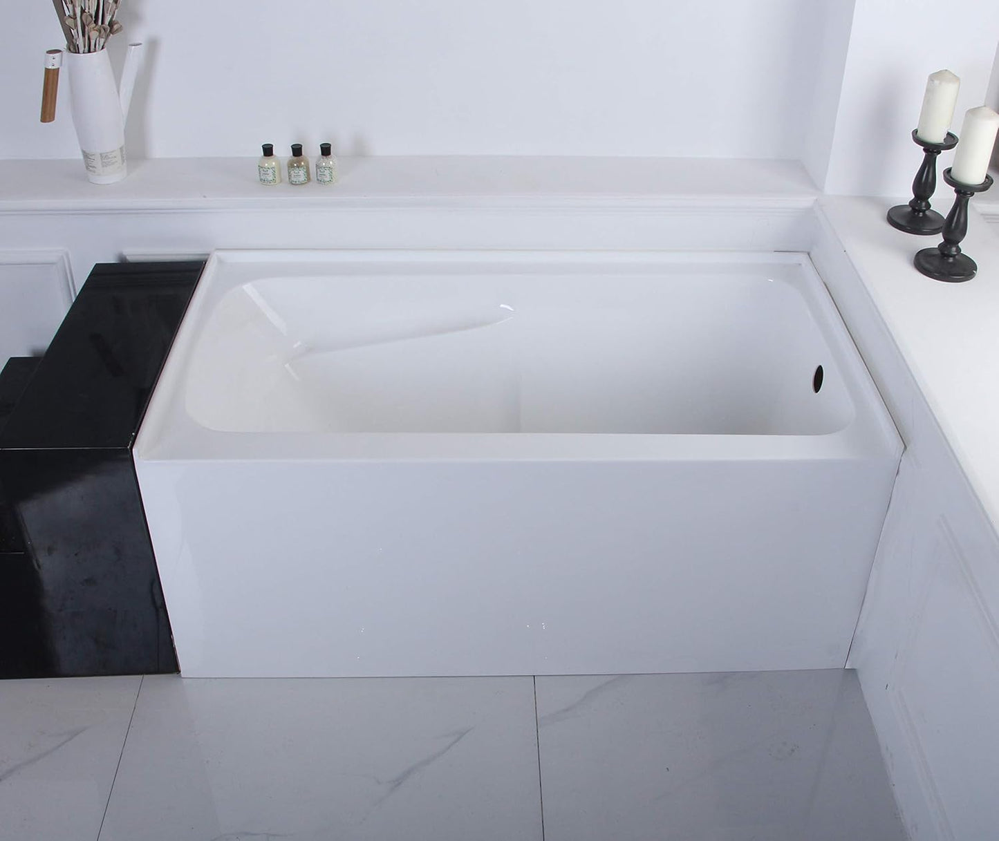 Aqua Eden VTAP543023R 54-Inch Acrylic 3-Wall Alcove Tub with Arm Rest and Right Hand Drain Hole, White