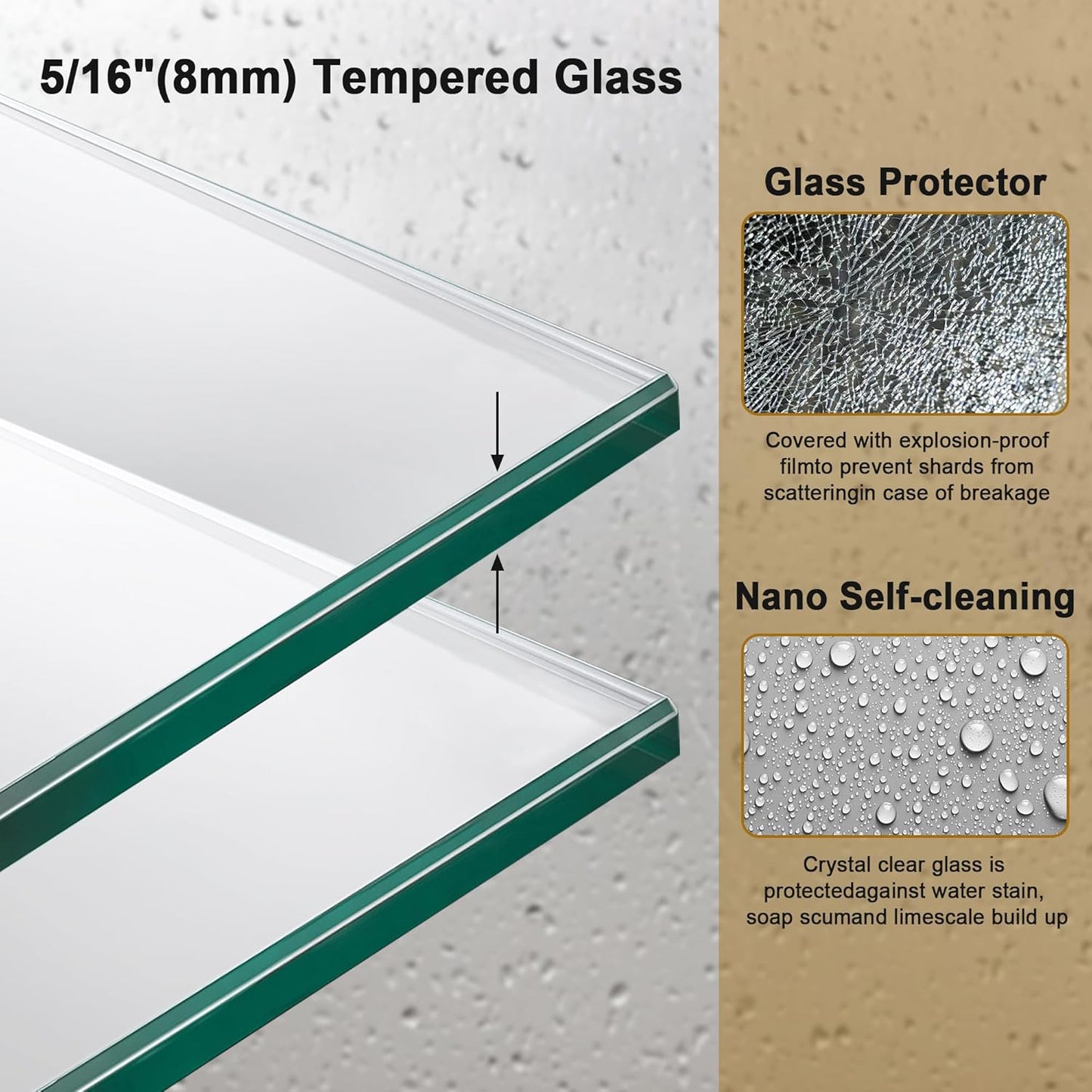 ROOMTEC Frameless Bathtub Shower Doors 56-60 W x 60 H, Double Sliding Tub Shower Door with Tempered Glass 5/16"(8mm), Duty Stainless Steel Hardwares, Matte Black