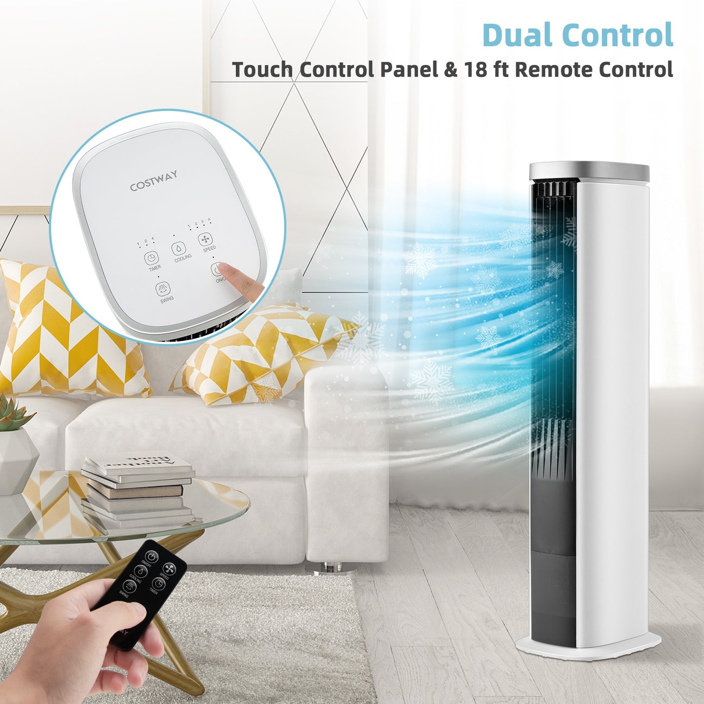 3-In-1 Portable Evaporative Air Cooler 40" Bladeless Cooling Tower Fan W/Timer