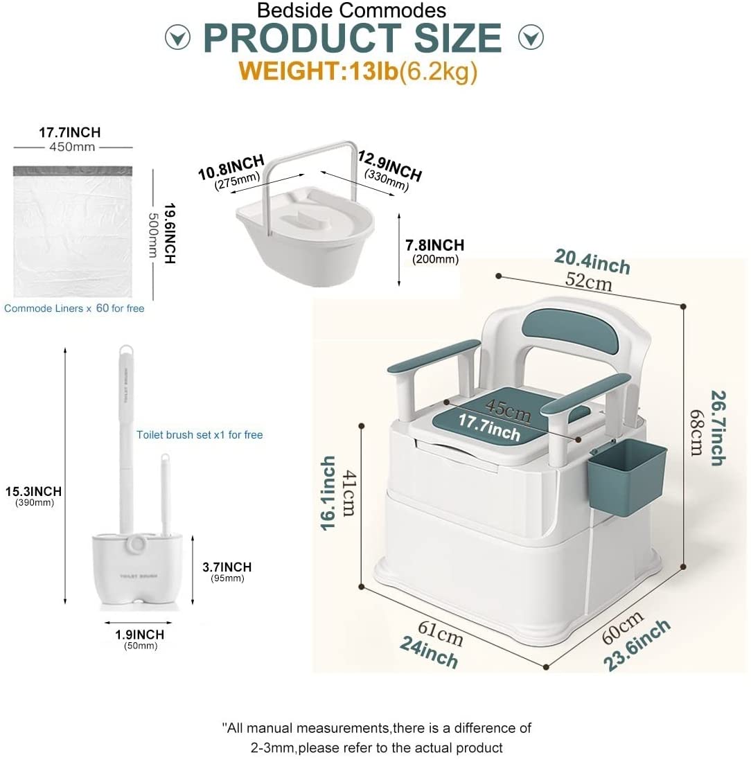Bedside Commode I Adult Potty Chair Portable Toilets for