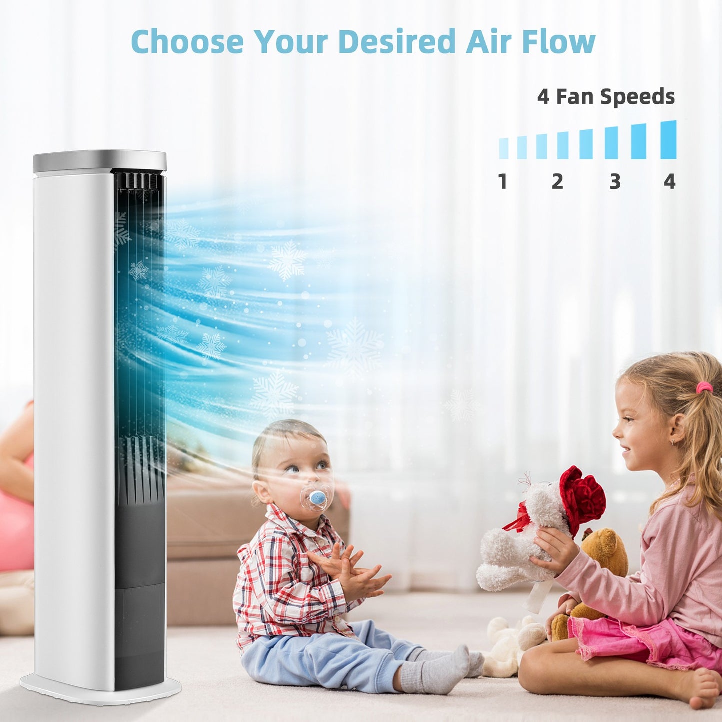 3-In-1 Portable Evaporative Air Cooler 40" Bladeless Cooling Tower Fan W/Timer