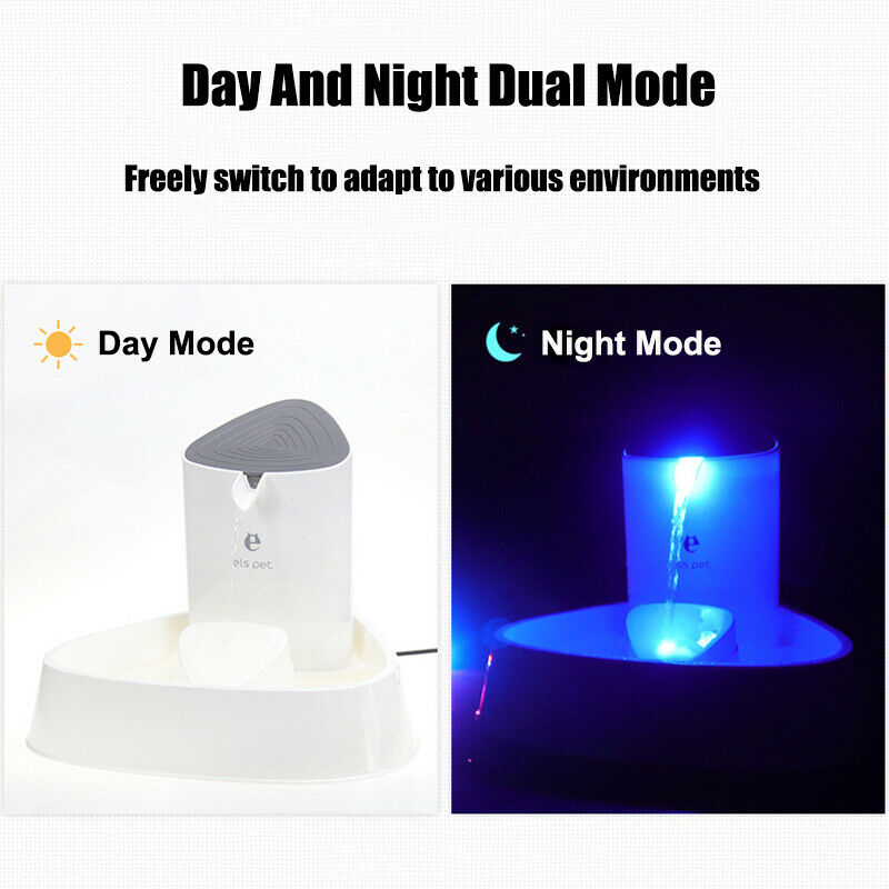 Cat Water Fountain Drinking Bowl LED Dispenser 1.8L Electric