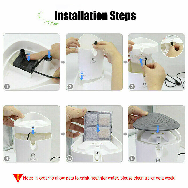 Cat Water Fountain Drinking Bowl LED Dispenser 1.8L Electric