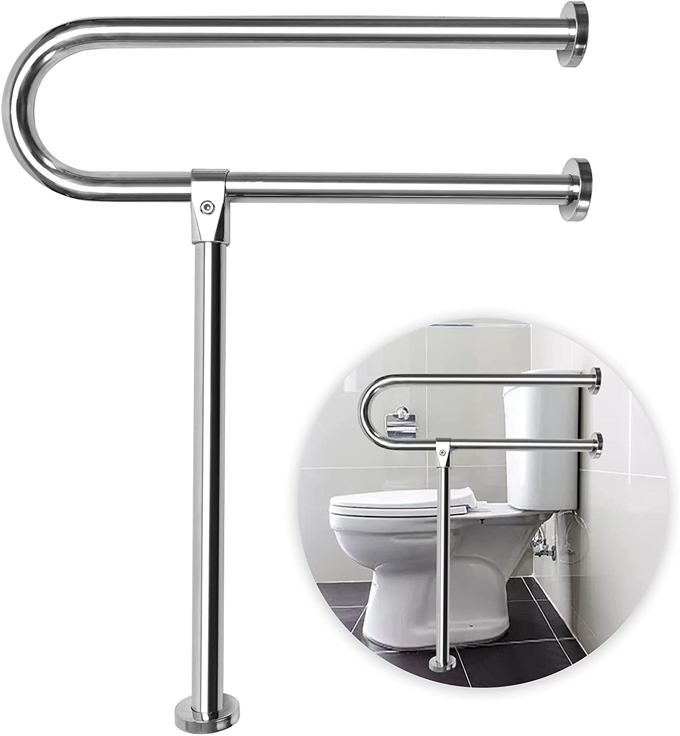 Handicap Grab Bars Rails Foldable Toilet Flip Up Arm Rails
