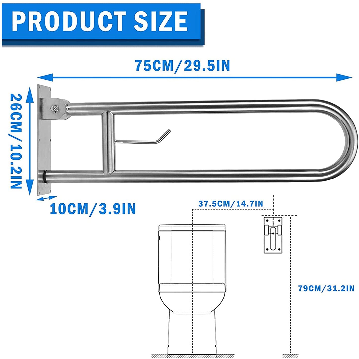 Handicap Grab Bars Rails Foldable Toilet Flip Up Arm Rails