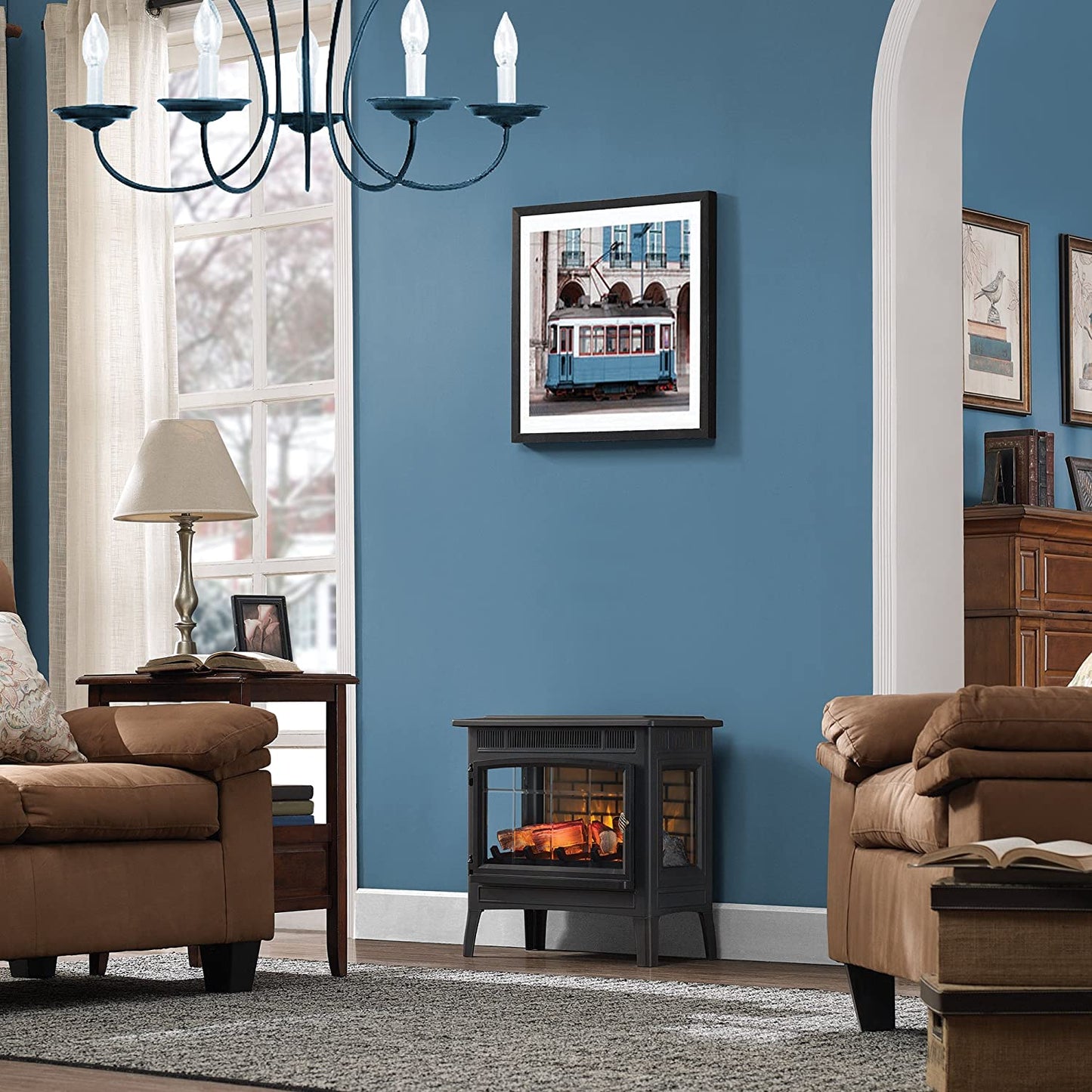 Electric Fireplace Stove 3D Infrared Portable Indoor Space Heater with Remote Control