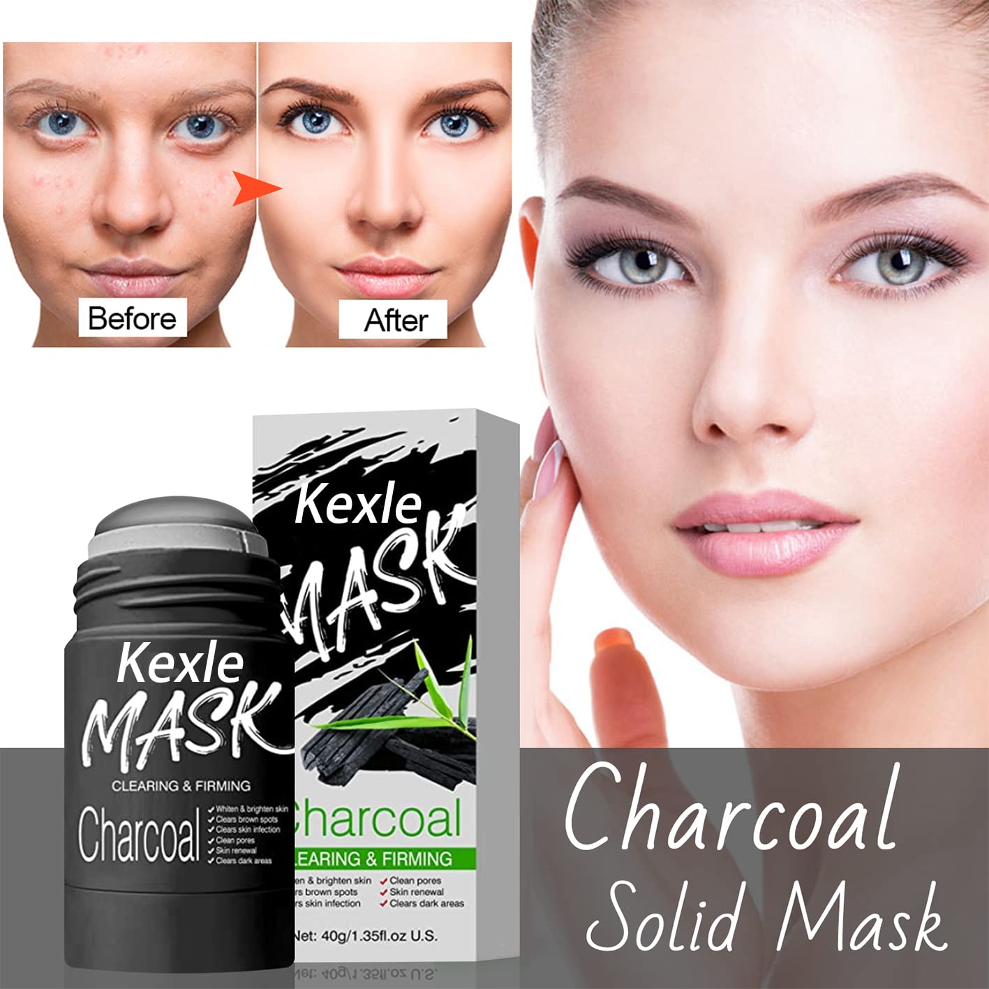 4pack Green Tea Mask Stick for Face Blackhead Remover with Green Tea Extract Deep Pore Cleansing Moisturizing Skin Brightening