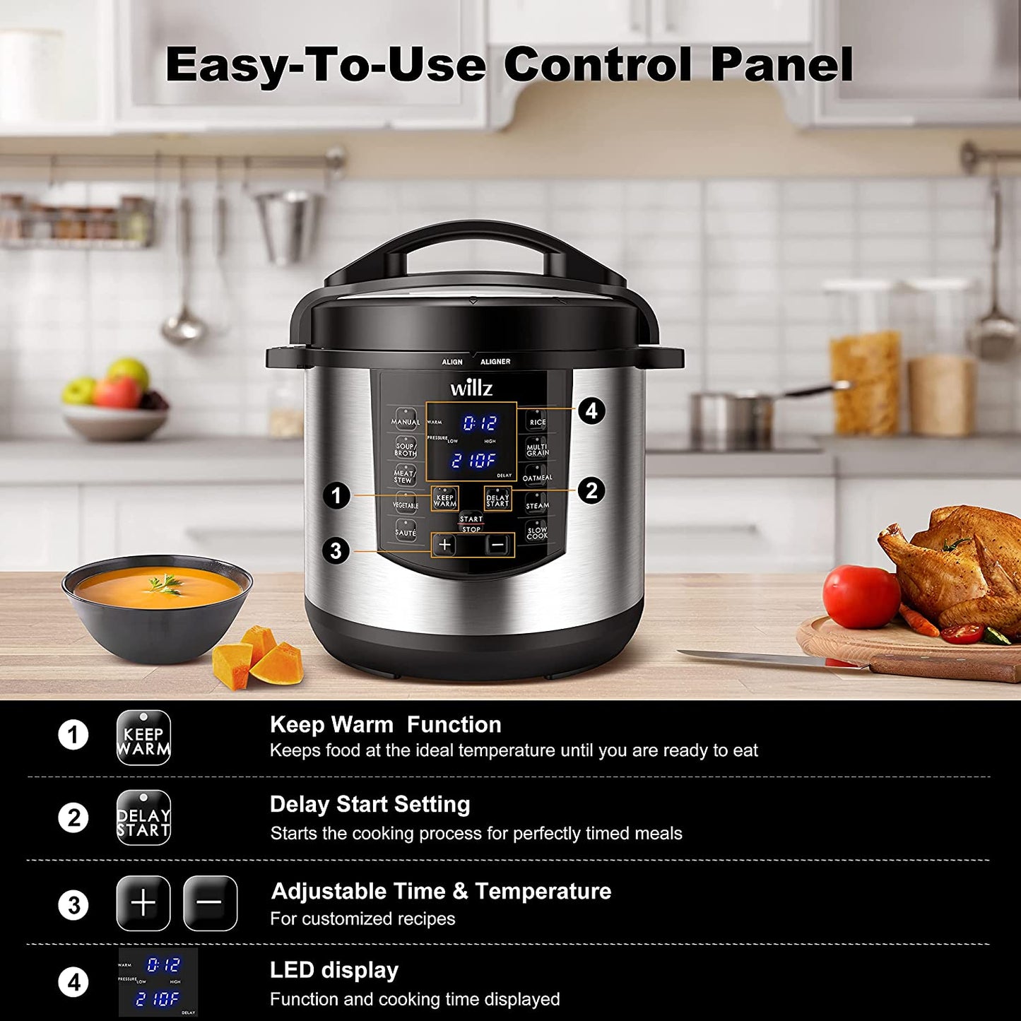 6-in-1 Multi-Use Programmable Pressure Cooker, Slow Cooker, Rice Cooker, Steamer, Sauté, & Food Warmer, 6 Qt, Stainless Steel