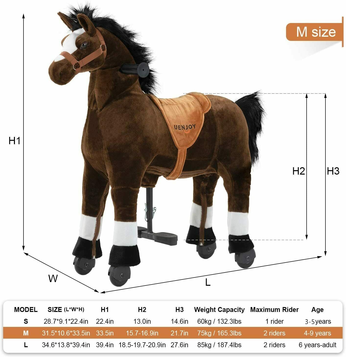 Kids Ride on Horse Toy Pony Rider Mechanical Cycle Walking