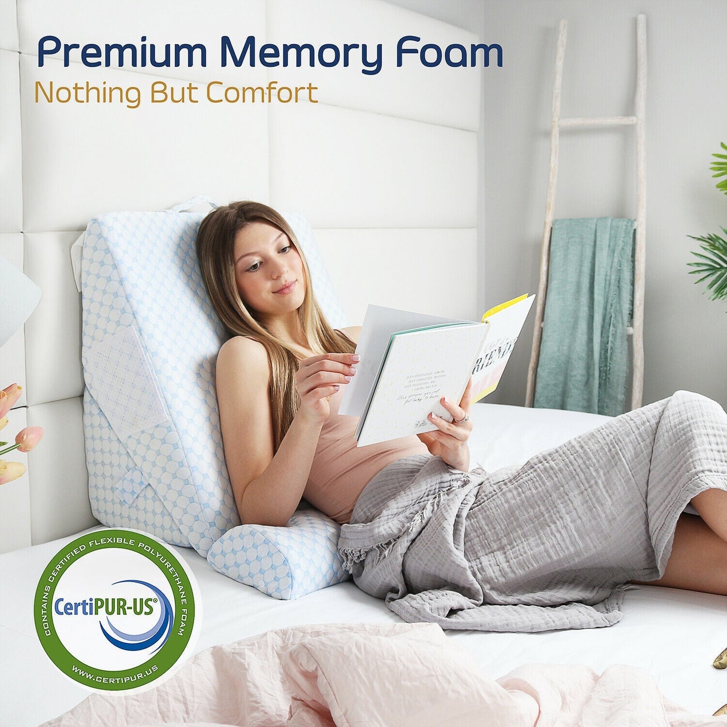 Memory Foam Wedge Pillow Adjustable with Cooling Washable