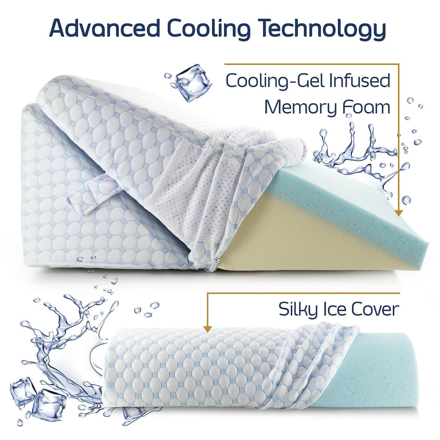 Memory Foam Wedge Pillow Adjustable with Cooling Washable