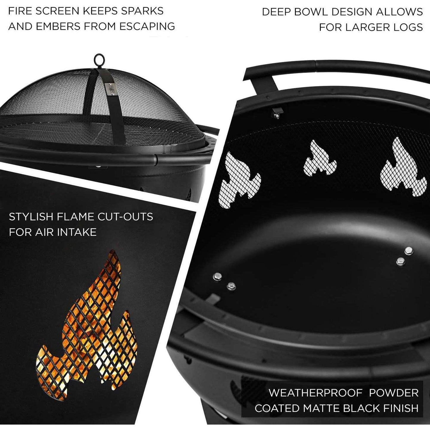 Outland Portable 24 Fire Pits Outdoor Wood Burning - Weather