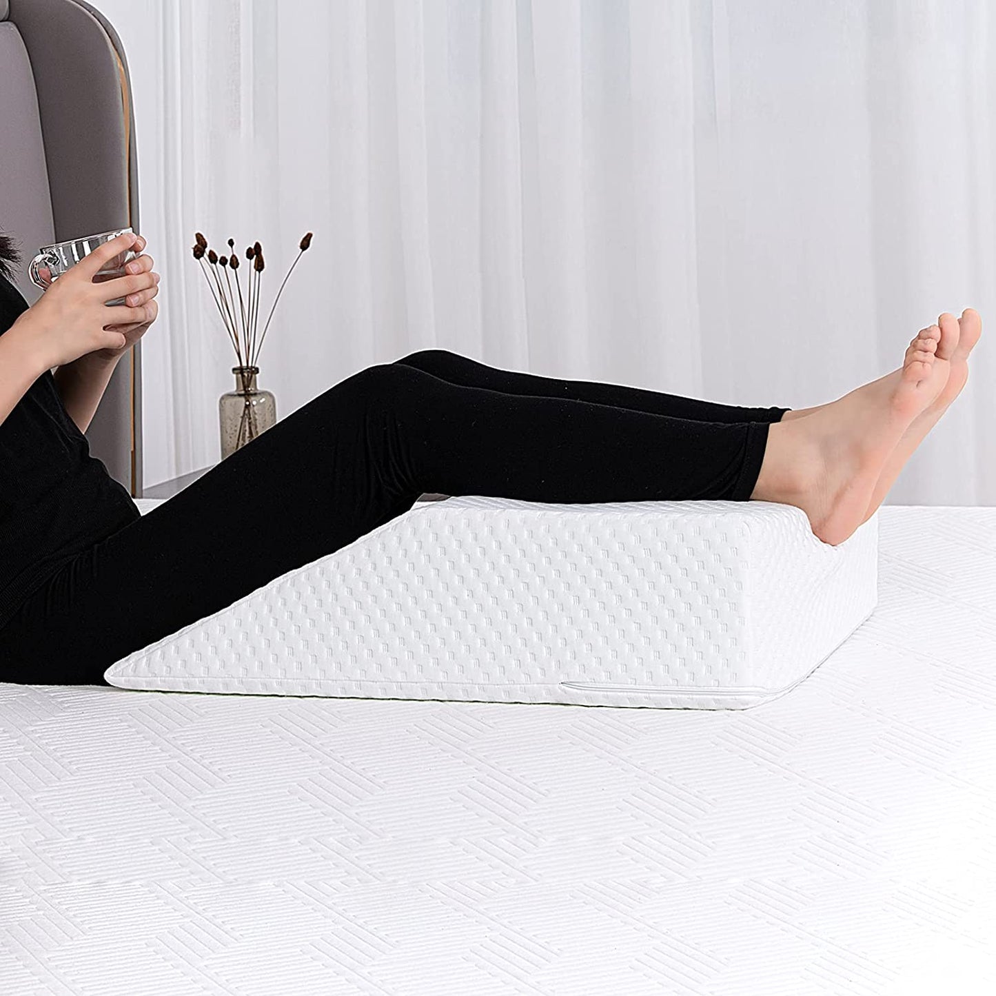 Wedge Pillow Set 2 in 1 Foam Bed Wedge Pillow (24 x 24 x 7.5