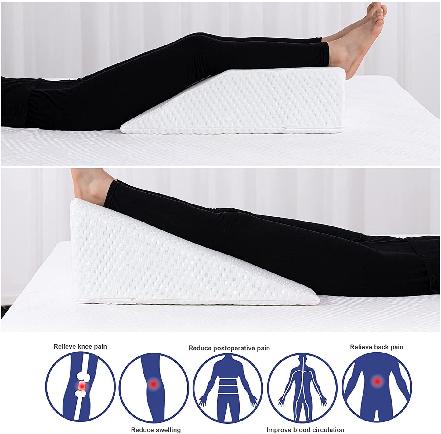 Wedge Pillow Set 2 in 1 Foam Bed Wedge Pillow (24 x 24 x 7.5
