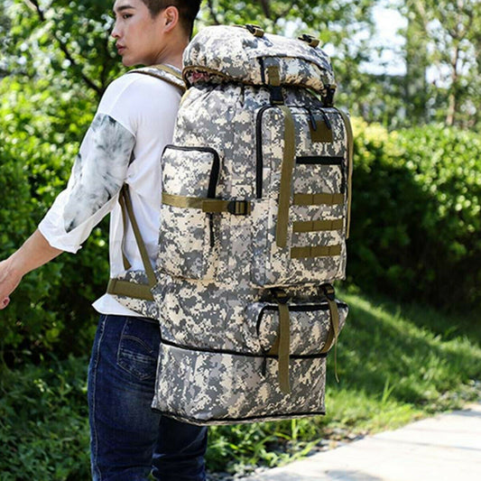 100L Military Tactical Backpack Army Hiking Rucksack Outdoor