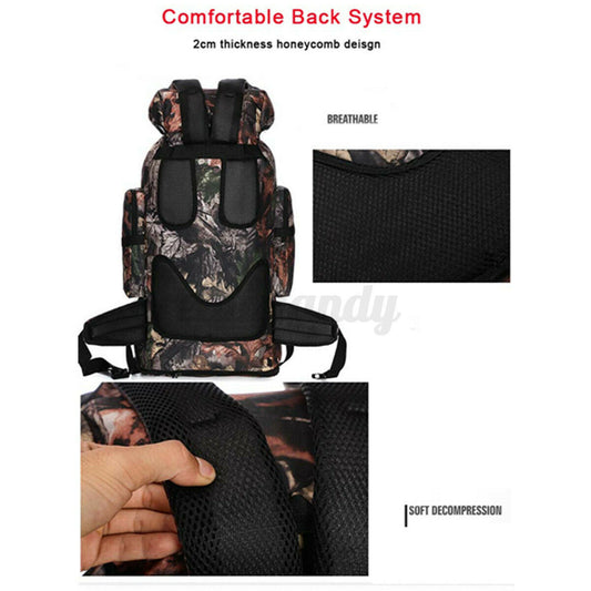 100L Military Tactical Backpack Army Hiking Rucksack Outdoor