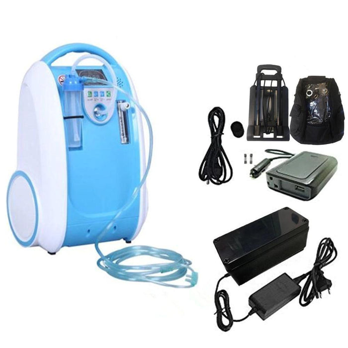 1L-5L/Min Trolley 24hours continuous Portable Oxygen Generator Concentrator Battery/Travel/Home Use Oxygen Machine - Mayerwood Retail