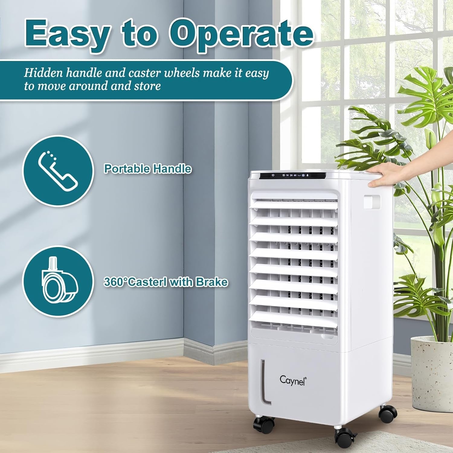 Portable Evaporative Air Cooler W/7H Timer 1.85-Gal Tank for Room Bedroom Office