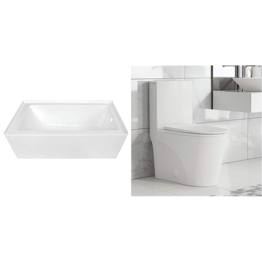 KINGSTON BRASS VTDE603122R 60-Inch Contemporary Alcove Acrylic Bathtub with Right Hand Drain and Overflow Holes, White
