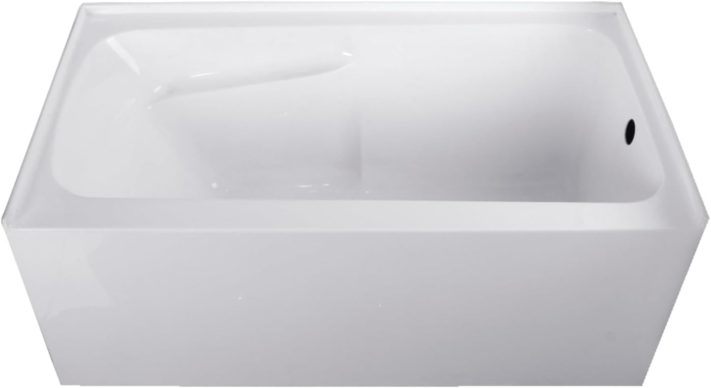 Aqua Eden VTAP543023R 54-Inch Acrylic 3-Wall Alcove Tub with Arm Rest and Right Hand Drain Hole, White