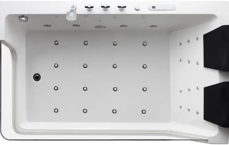 71" LED Acrylic Whirlpool Bathtub with Water Massage, Transparent Soaking Tub & Faucet – White