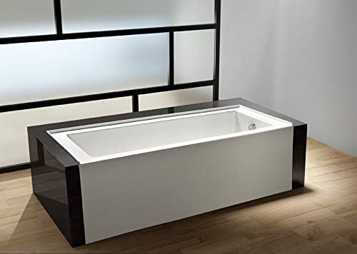 Affordable 60-Inch Soaking Tub – White Alcove Acrylic Bathtub with Overflow