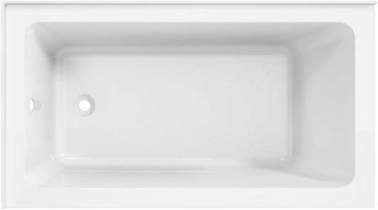 Aqua Eden VTAP5430L22TS 54-Inch Acrylic 2-Wall Corner Alcove Tub with Left Hand Drain, White