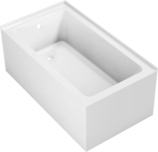 Aqua Eden VTAP5430L22TS 54-Inch Acrylic 2-Wall Corner Alcove Tub with Left Hand Drain, White