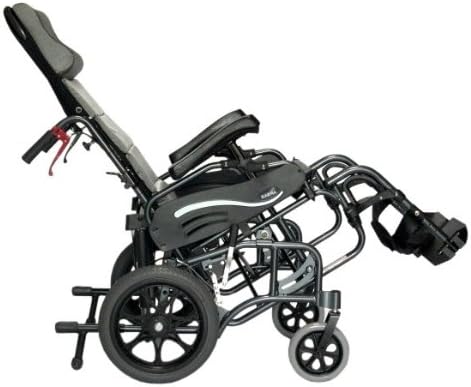 Meubon Lightweight Tilt-in-Space Transport Wheelchair with Removable Footrests I  Black I Model ME21445