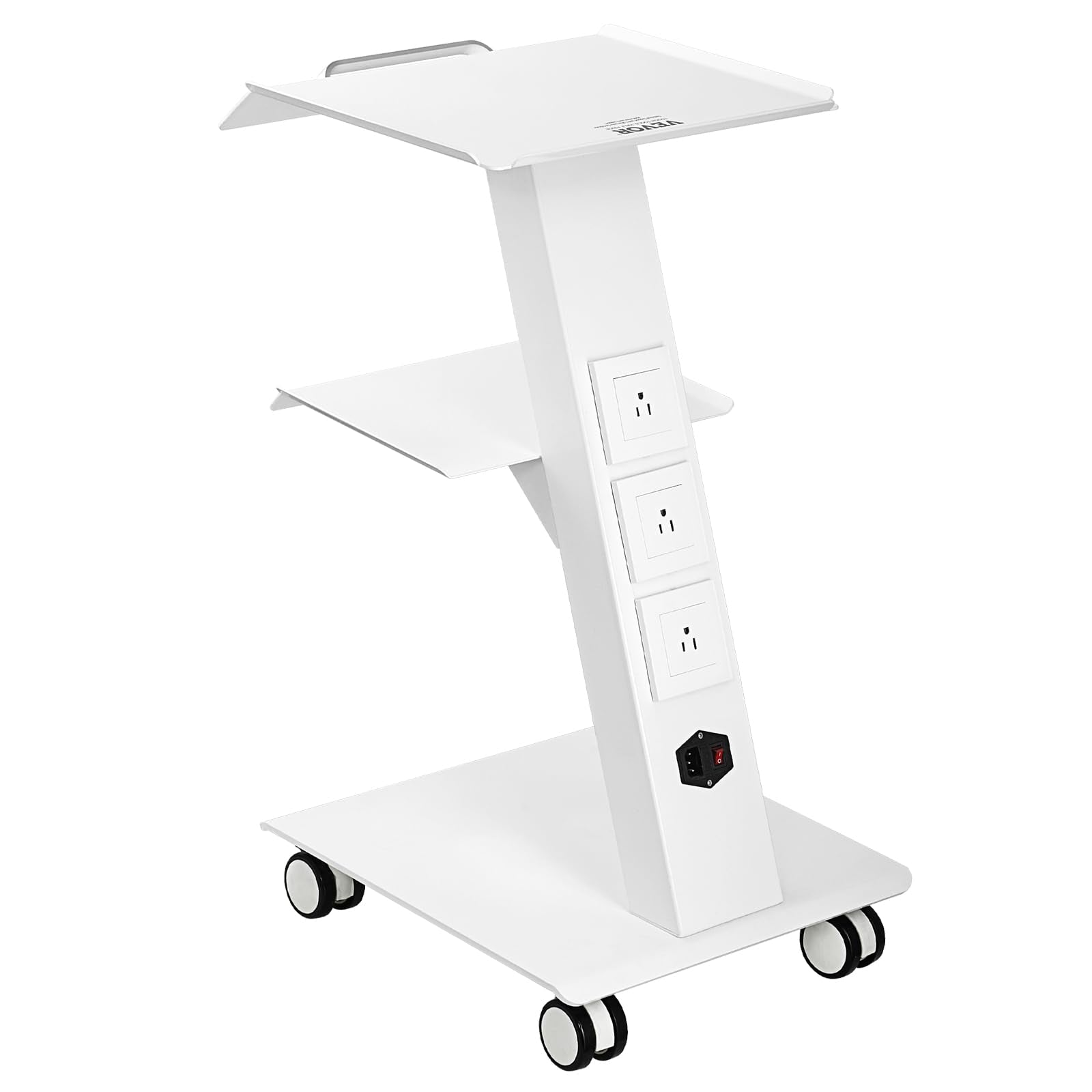 VEVOR Medical Mobile Trolley With Wheels 29.5"-41.3" Height Adjustable Stainless Steel Dental Cart Rolling Desktop Lab With 16.5" 15.7" Large Tabletop
