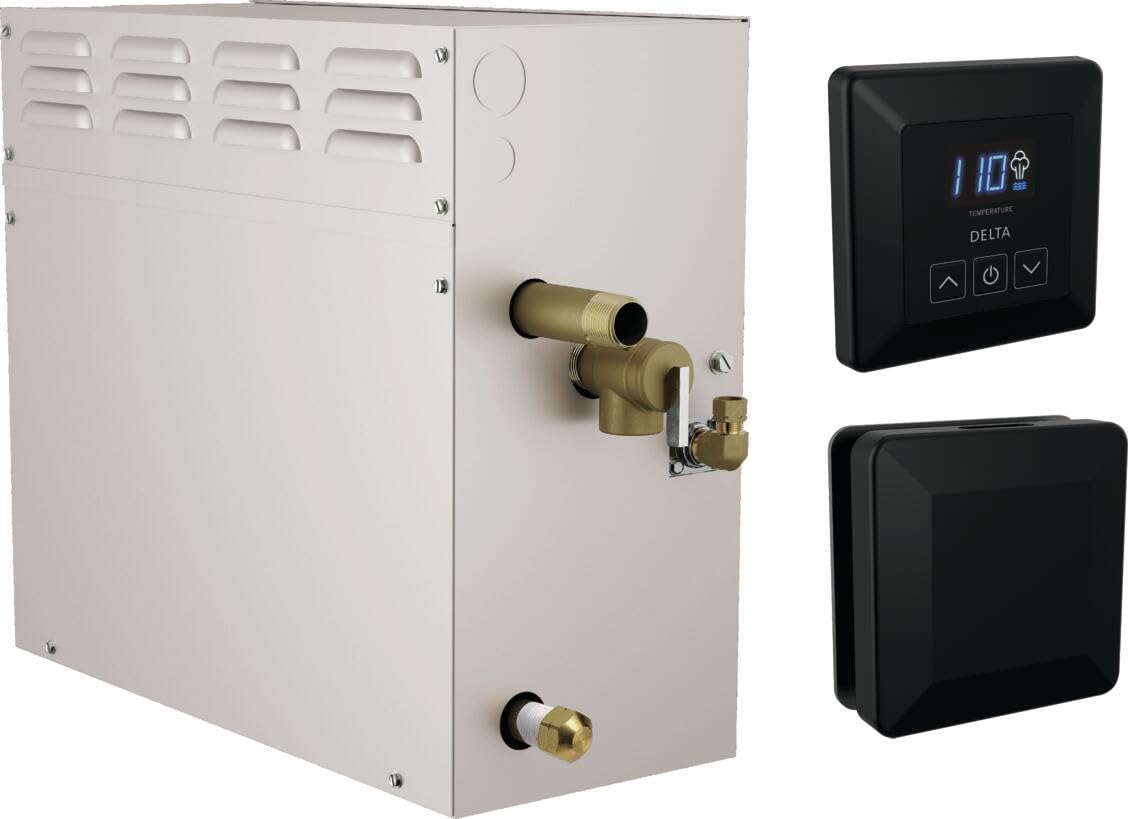 Delta Faucet SimpleSteam 6kW Steam System Kit Chrome, Includes 6kW Steam System Generator, Square Digital System Control, Square Steam Head, Lumicoat Chrome 5P-EST06-PR