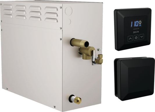 Delta Faucet SimpleSteam 6kW Steam System Kit Chrome, Includes 6kW Steam System Generator, Square Digital System Control, Square Steam Head, Lumicoat Chrome 5P-EST06-PR