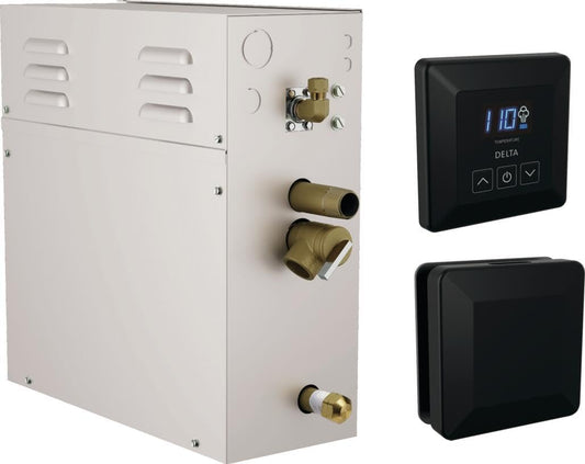 Delta Faucet SimpleSteam 6kW Steam System Kit Chrome, Includes 6kW Steam System Generator, Square Digital System Control, Square Steam Head, Lumicoat Chrome 5P-EST06-PR
