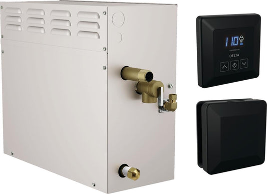 Delta Faucet SimpleSteam 6kW Steam System Kit Chrome, Includes 6kW Steam System Generator, Square Digital System Control, Square Steam Head, Lumicoat Chrome 5P-EST06-PR