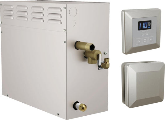 Delta Faucet SimpleSteam 6kW Steam System Kit Chrome, Includes 6kW Steam System Generator, Square Digital System Control, Square Steam Head, Lumicoat Chrome 5P-EST06-PR