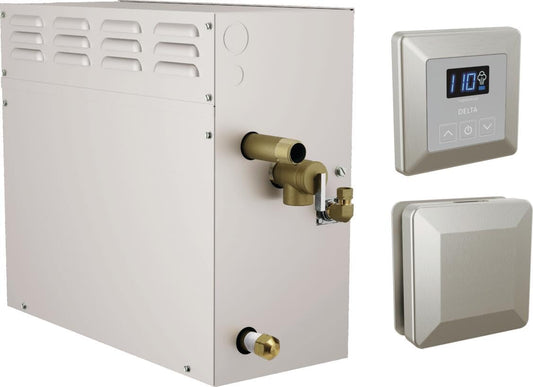 Delta Faucet SimpleSteam 6kW Steam System Kit Chrome, Includes 6kW Steam System Generator, Square Digital System Control, Square Steam Head, Lumicoat Chrome 5P-EST06-PR