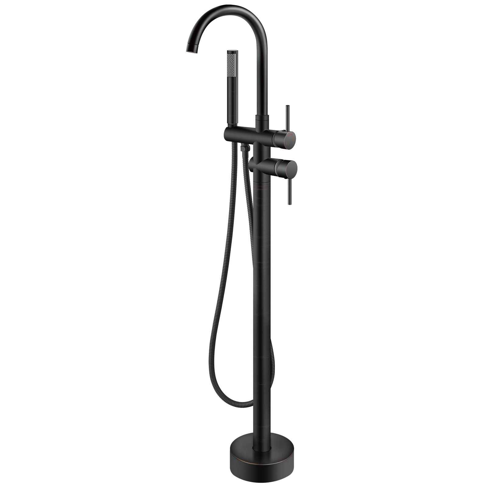 Aolemi Floor Mount Bathtub Faucet Freestanding Tub Filler Standing High Flow Shower Faucets Shower Mixer Taps, Swivel Gooseneck Spout with Cylinder Handheld Polish Chrome