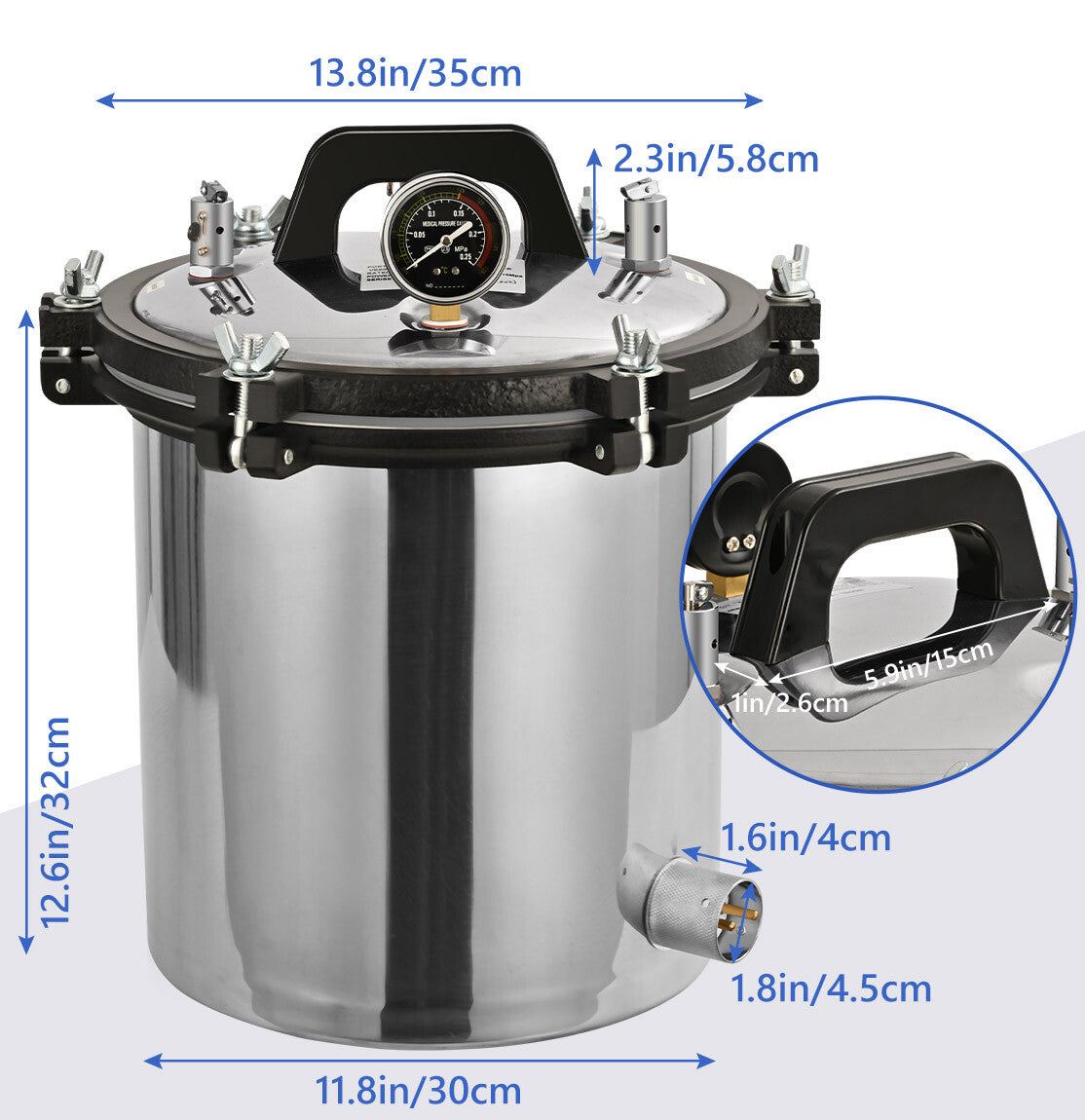Steam Autoclave Sterilizer 18L High Pressure Uperization Eqpt. Tattoo Dental Lab