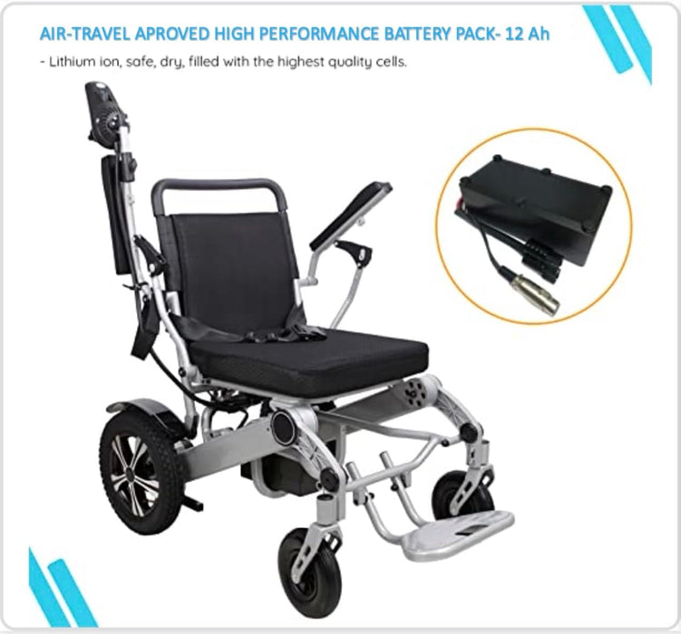 Electric Wheelchair I FDA Approved Intelligent Power Wheelchair I Lightweight Portable Airline Approved Compact Wheelchair Model MU76612