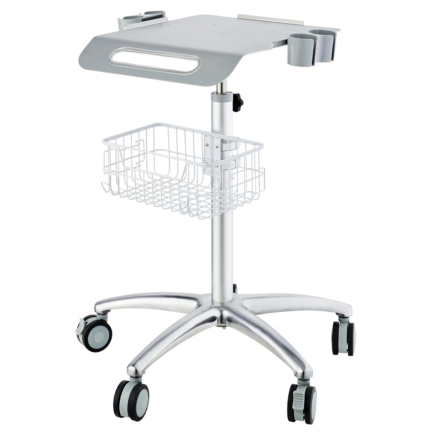 VEVOR Medical Mobile Trolley With Wheels 29.5"-41.3" Height Adjustable Stainless Steel Dental Cart Rolling Desktop Lab With 16.5" 15.7" Large Tabletop