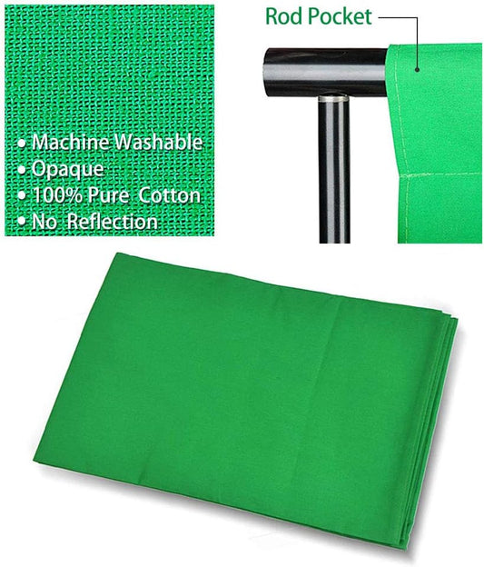 Photo Video Studio 10 x12ft 100% Cotton Muslin Chromakey Green Screen Backdrop with 8.5 x 10ft Stand Photography Background Support System Kit Clamp, Carry Bag